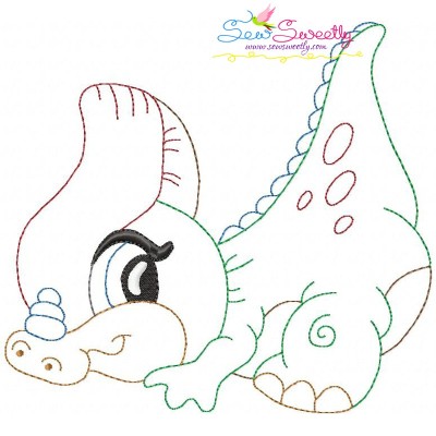 Vintage Stitch Baby Dinosaur-10 Embroidery Design Pattern-1