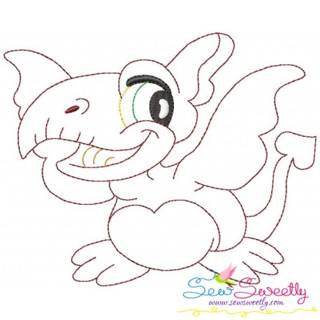 Vintage Stitch Baby Dinosaur-8 Embroidery Design Pattern