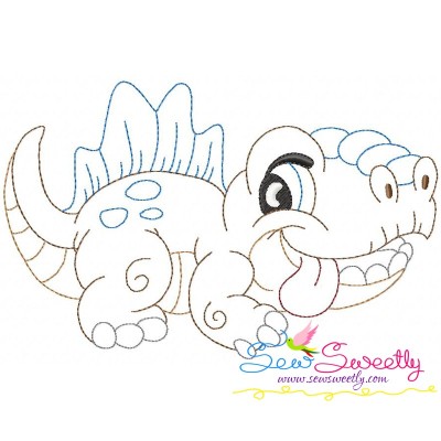 Vintage Stitch Baby Dinosaur-7 Embroidery Design