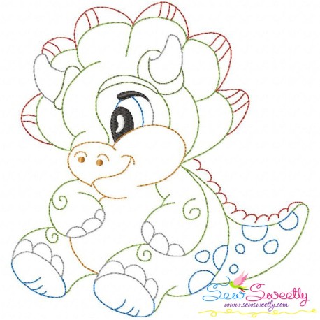 Vintage Stitch Baby Dinosaur-6 Embroidery Design Pattern