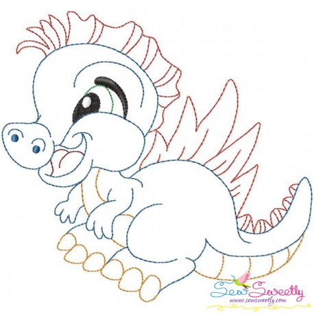 Vintage Stitch Baby Dinosaur-4 Embroidery Design Pattern