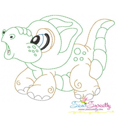 Vintage Stitch Baby Dinosaur-2 Embroidery Design
