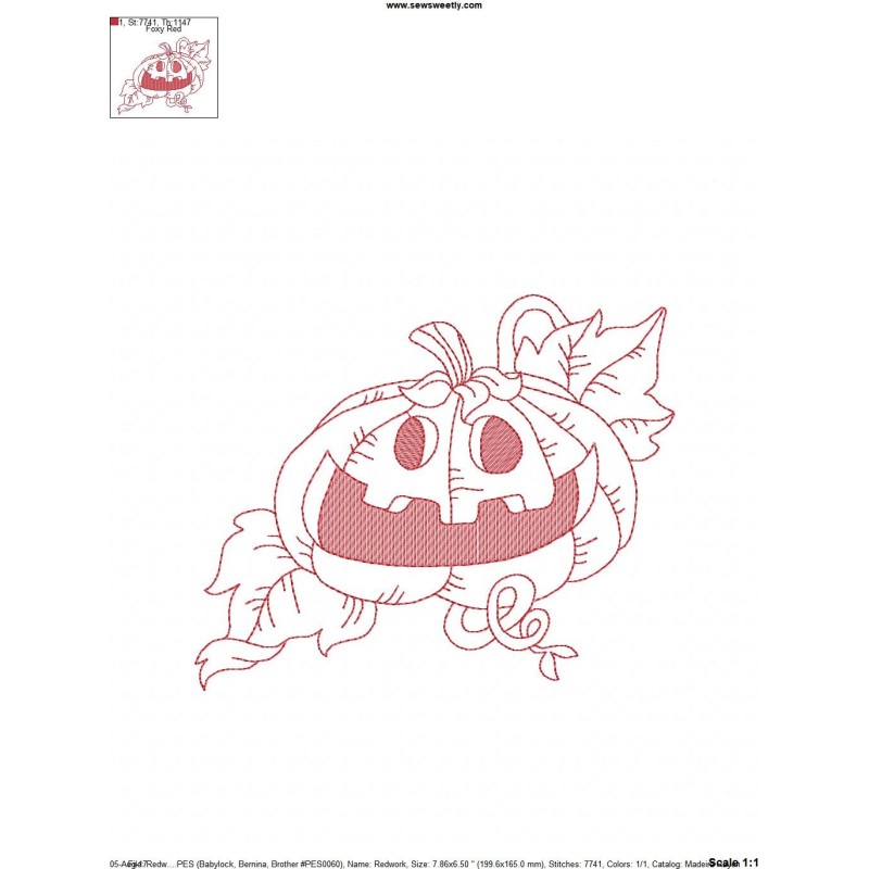 Redwork halloween pumpkin7 machine embroidery design for halloween Redwork halloween pumpkin7 machine embroidery design for halloween