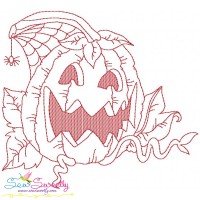 Redwork Halloween Pumpkin-6 Embroidery Design Pattern