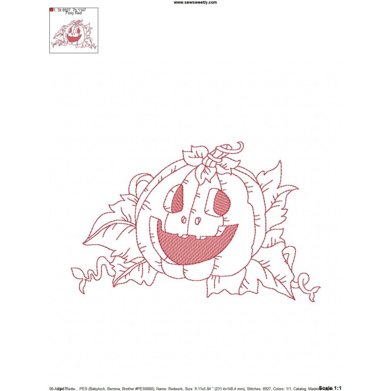 Redwork halloween pumpkin2 machine embroidery design for halloween Redwork halloween pumpkin2 machine embroidery design for halloween