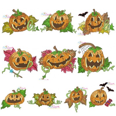 Halloween Pumpkins Embroidery Design Bundle