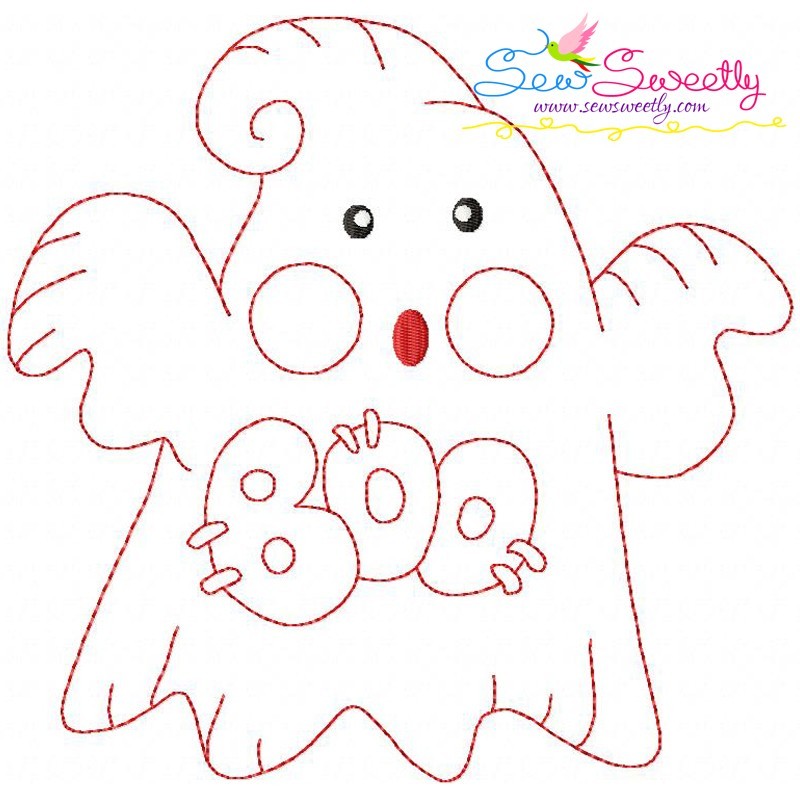 Vintage stitch little ghost8 machine embroidery design for halloween