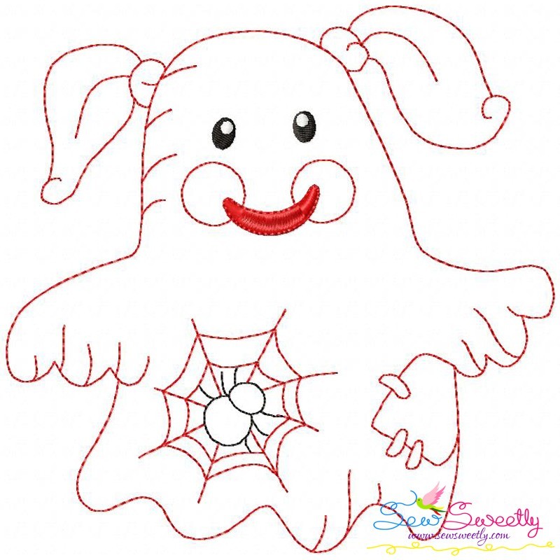 Vintage stitch little ghost6 machine embroidery design for halloween