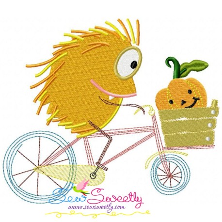 Halloween Bike- Hedgehog Embroidery Design Pattern