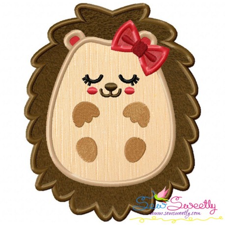Hedgehog Girl Sleeping Applique Design Pattern
