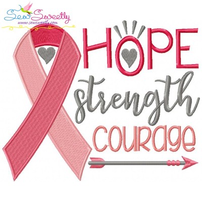 Hope Strength Courage Ribbon Embroidery Design