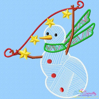 Bean Stitch Christmas Snowman Embroidery Design