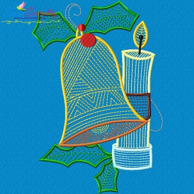 Bean Stitch Christmas Bell Embroidery Design