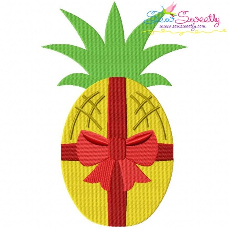 Christmas Pineapple Bow Embroidery Design Pattern-1