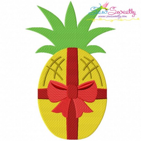 Christmas Pineapple Bow Embroidery Design Pattern- Category- Christmas Designs- 1