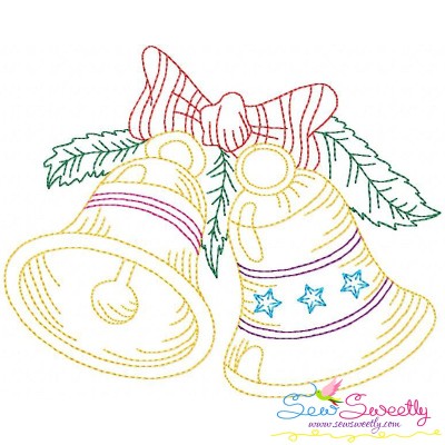 Vintage Bean Stitch Colorwork Christmas Bells Embroidery Design