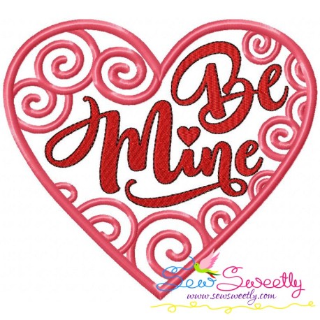 Be Mine Swirls Heart Machine Embroidery Design Pattern-1