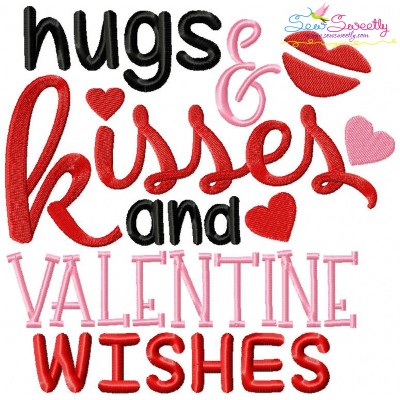 Hugs Kisses Embroidery Design Pattern-1