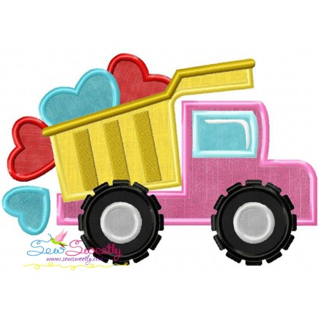 Dump Truck Hearts Applique Design Pattern