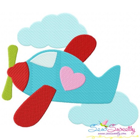 Valentine Airplane Embroidery Design Pattern