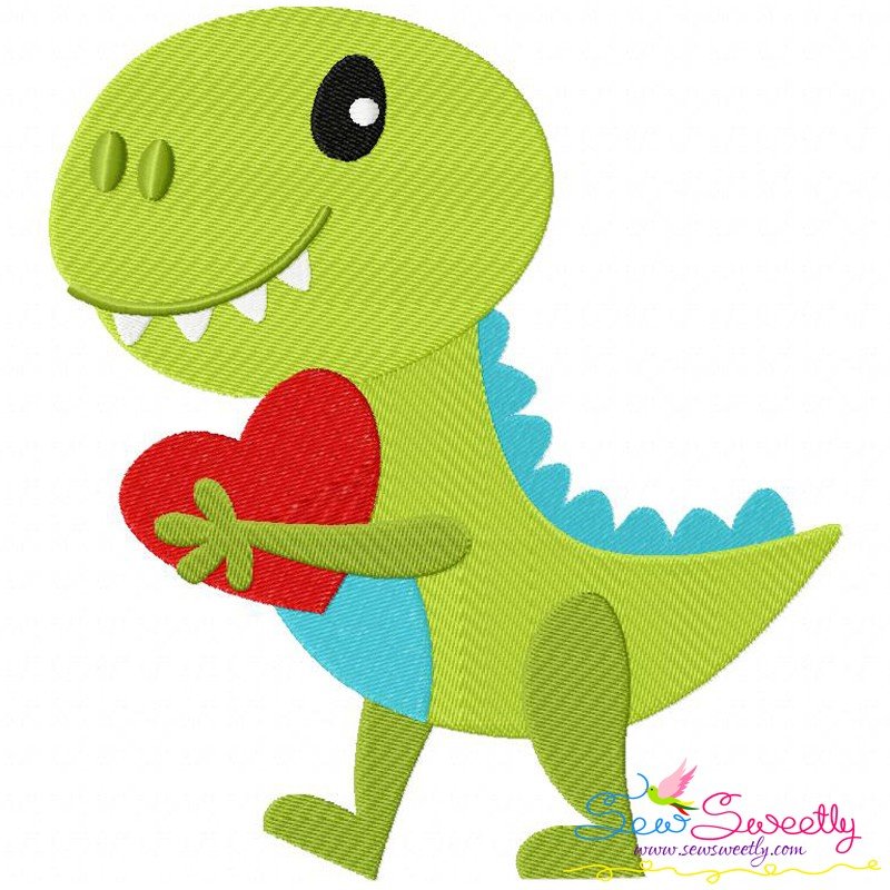 Dinosaur Heart Machine Embroidery Design For Valentine's Day