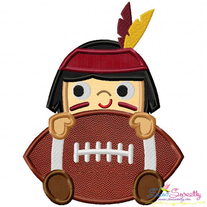 Football indian mascot applique embroidery design for sports lovers Football indian mascot applique embroidery design for sports lovers