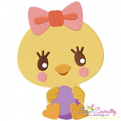 Easter Chick Holding Egg Embroidery Design Pattern-1