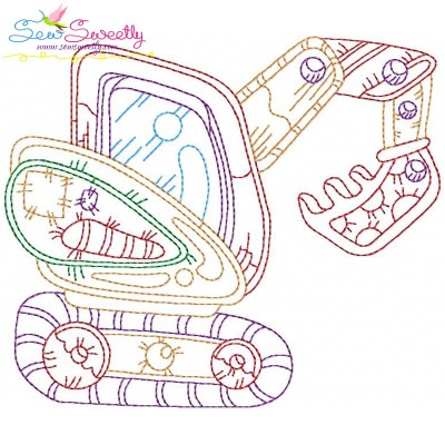 Vintage Bean Stitch Construction Truck-1 Embroidery Design Pattern-1