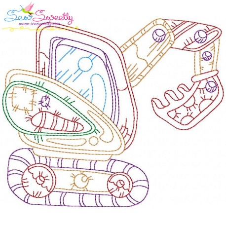 Vintage Bean Stitch Construction Truck-1 Embroidery Design Pattern-1