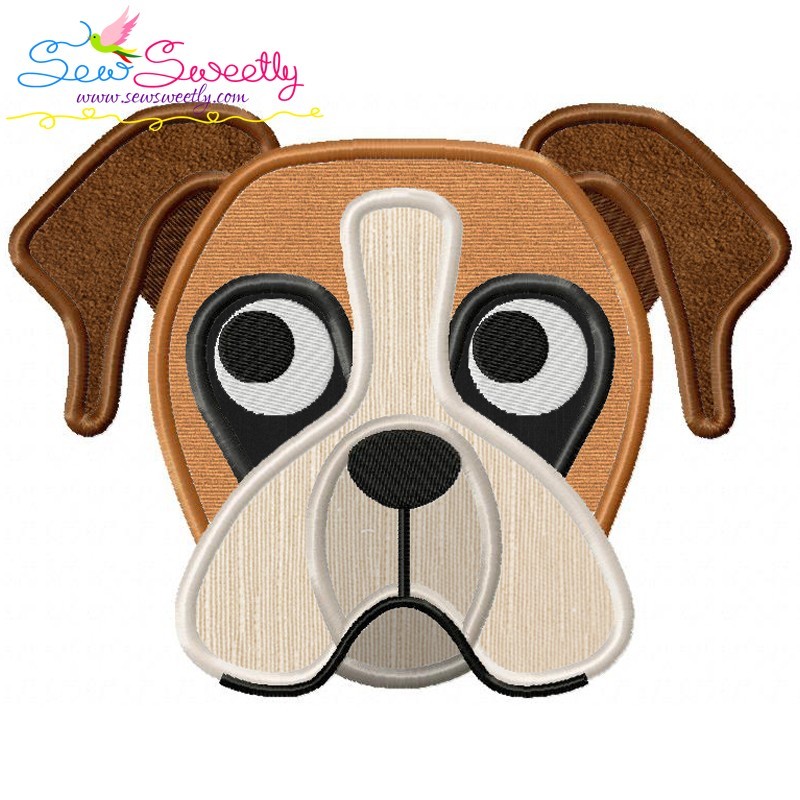 Boxer dog head machine embroidery applique design for dog lovers