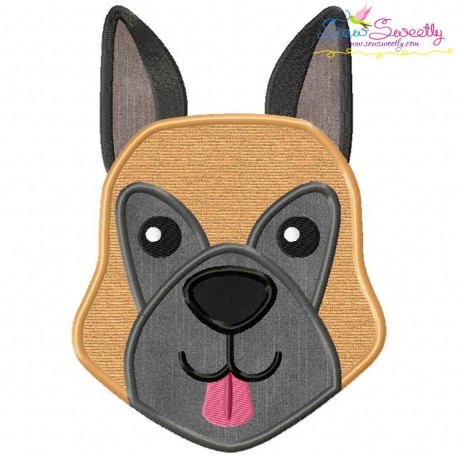 German Shepherd Dog Head Applique Design Pattern