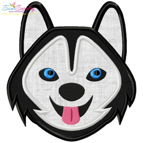 Husky Dog Head Applique Design Pattern