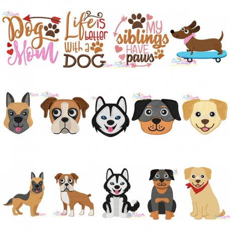 Christmas Dog Breeds Embroidery File Christmas Dog Breeds Embroidery File