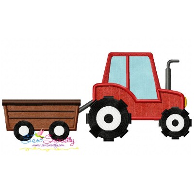 Tractor With Wagon Applique Design