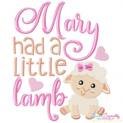 Mary Had a Little Lamb Nursery Rhyme Embroidery Design