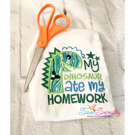 My Dinosaur Ate My Homework Applique Design Pattern