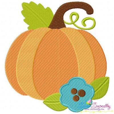 Pumpkin With Flower Embroidery Design