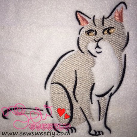 Cute Cat Embroidery Design Pattern- Category- Animals Designs- 1