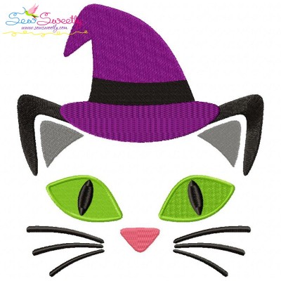 Halloween Cat Face Filled Embroidery Design