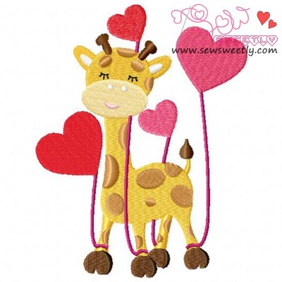 Valentine Giraffe Embroidery Design