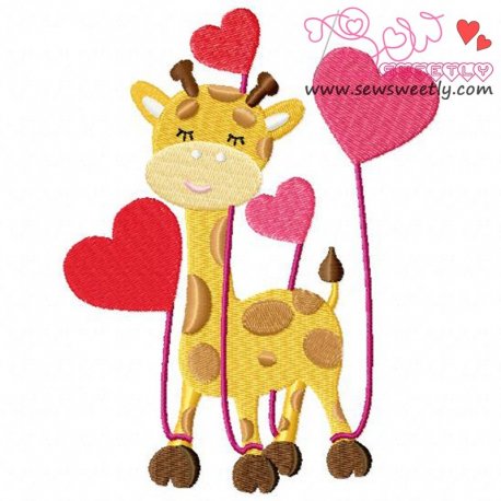 Valentine Giraffe Embroidery Design Pattern- Category- Valentine's Day Designs- 1