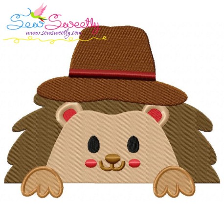 Hedgehog Boy Peeking Embroidery Design Pattern