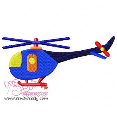 Blue Helicopter Embroidery Design