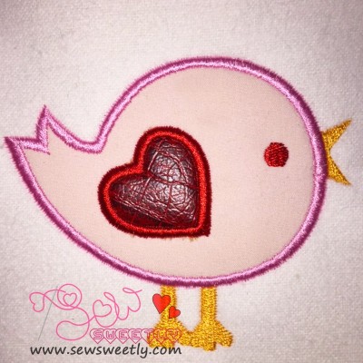 Cute Valentine Bird Applique Design