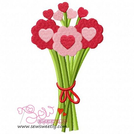 Valentine Bouquet Embroidery Design Pattern- Category- Valentine's Day Designs- 1