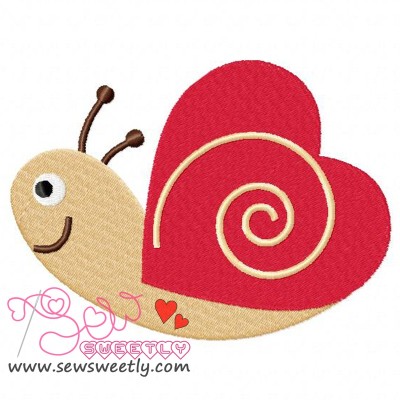 Valentine Snail Embroidery Design