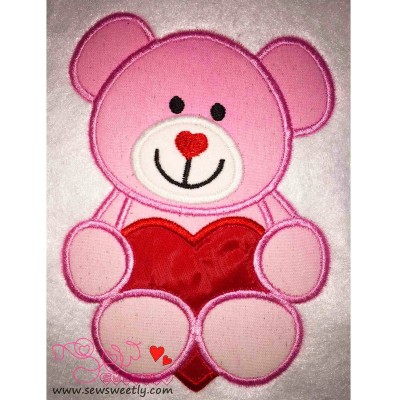 Valentine Teddy Bear Applique Design