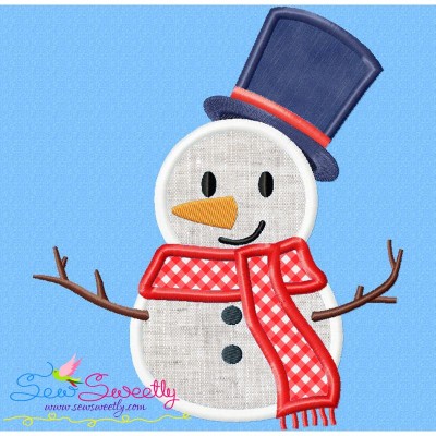 Christmas Snowman Blue Hat Applique Design