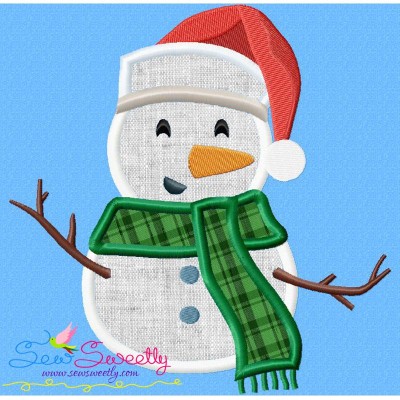 Christmas Snowman Santa Hat Applique Design