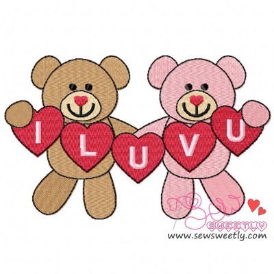 Valentine Teddy Bears 7 Embroidery Design